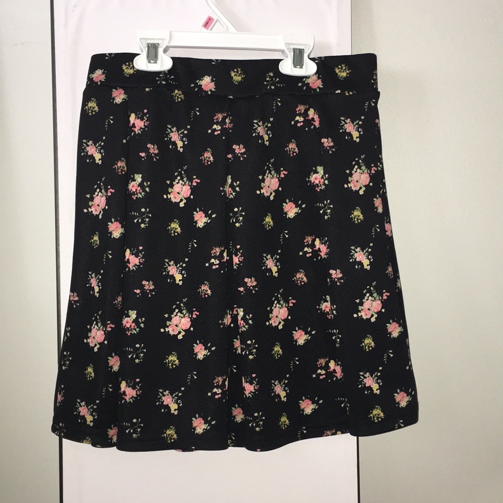 Black and floral skater skirt